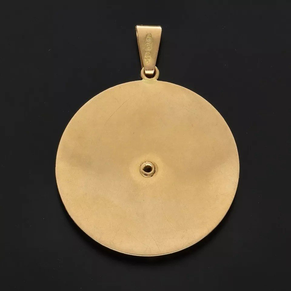 Pendentif Vintage En Or 18ct Représentant La Justice Aveugle-photo-3