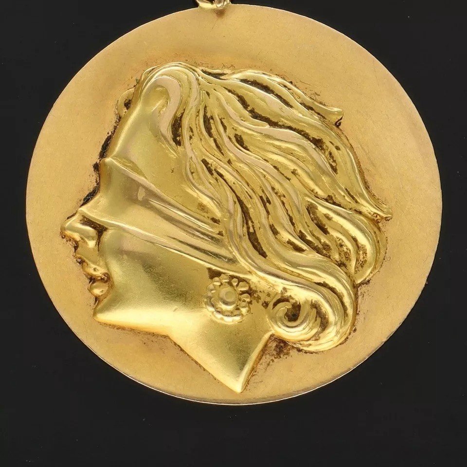 Pendentif Vintage En Or 18ct Représentant La Justice Aveugle-photo-4