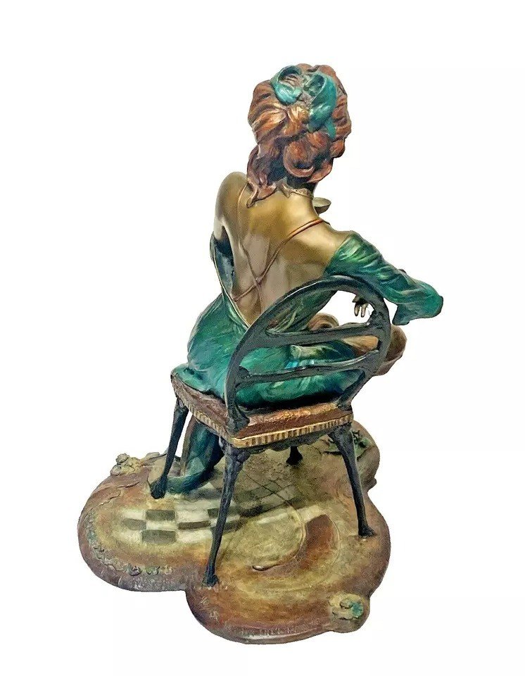 Vintage Fine Quality Large Isaac Maimon Bronze Sculpture "negligee Ltd Ed 40/150-photo-5