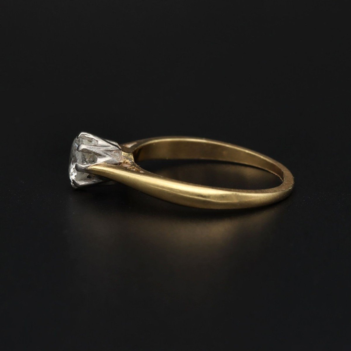 Bague Solitaire édouardienne En Or 18ct Avec Diamant-photo-4