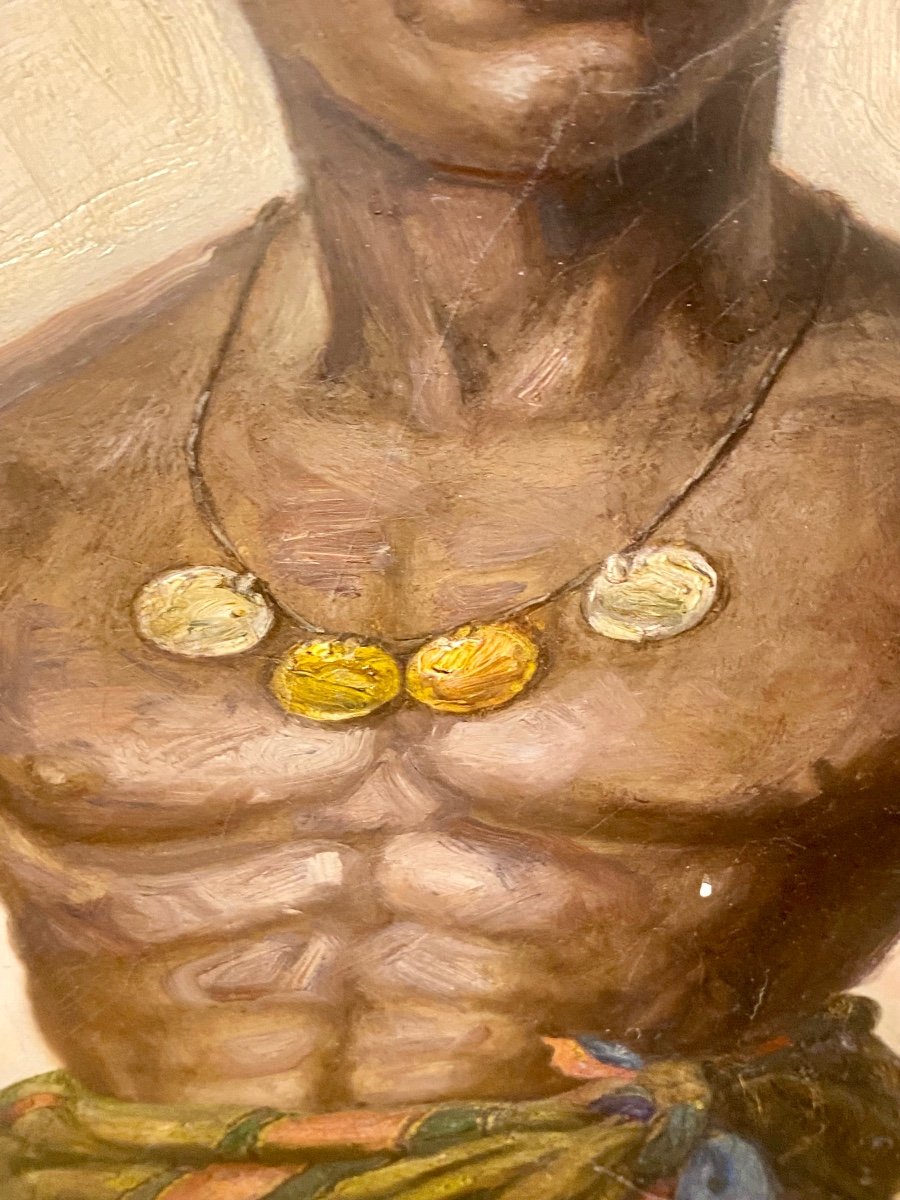  Painting. Handsome Semi Naked Black African Orange Seller-photo-1