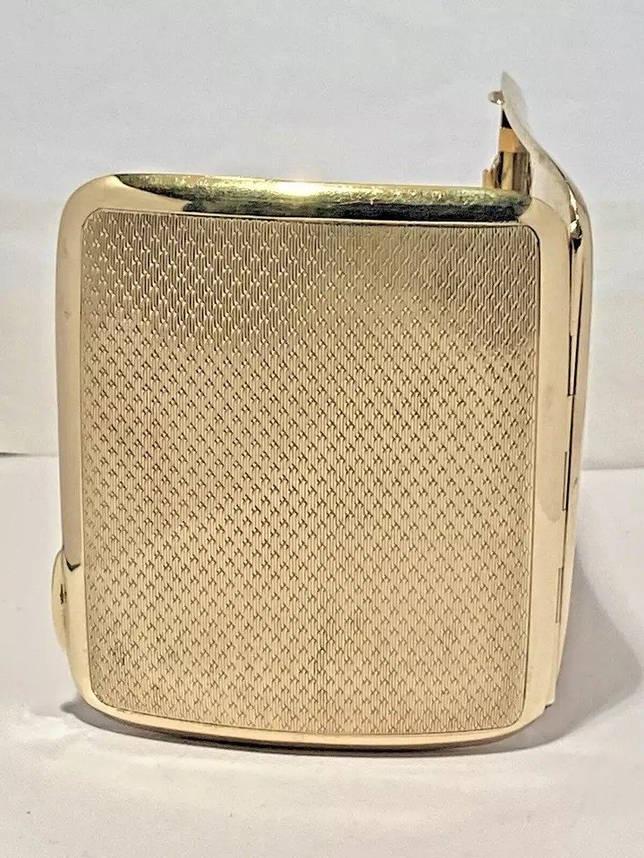 A 9ct Gold Engine Turned Cigarette Case By Turner & Simpson B/ham-photo-2