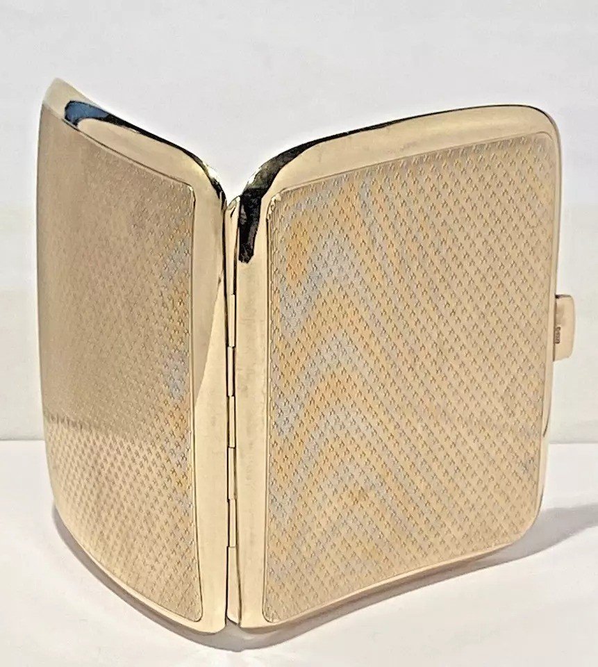 A 9ct Gold Engine Turned Cigarette Case By Turner & Simpson B/ham-photo-3