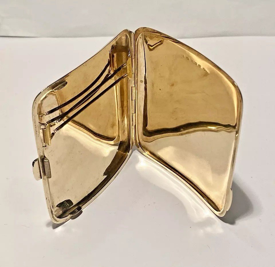 A 9ct Gold Engine Turned Cigarette Case By Turner & Simpson B/ham-photo-2