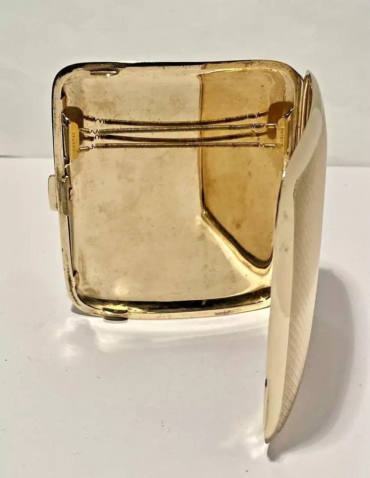 A 9ct Gold Engine Turned Cigarette Case By Turner & Simpson B/ham-photo-3