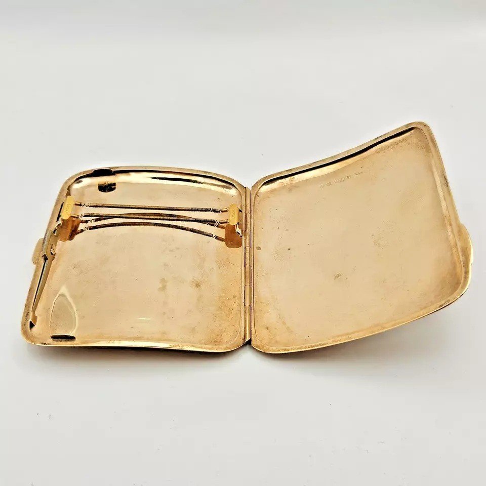 A 9ct Gold Engine Turned Cigarette Case By Turner & Simpson B/ham-photo-4