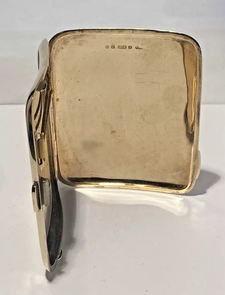A 9ct Gold Engine Turned Cigarette Case By Turner & Simpson B/ham-photo-5