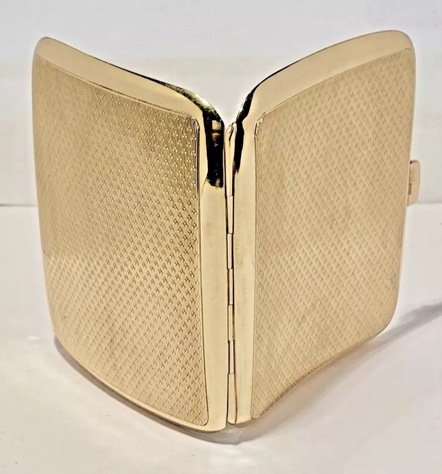 A 9ct Gold Engine Turned Cigarette Case By Turner & Simpson B/ham-photo-6