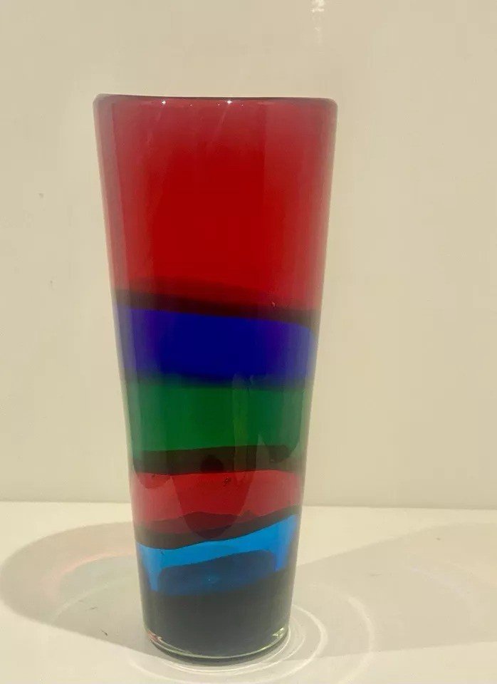 Grand Vase En Verre Artistique 'fasce Orizzontali' Par Fulvio Bianconi Pour Gino Mazzega-photo-3