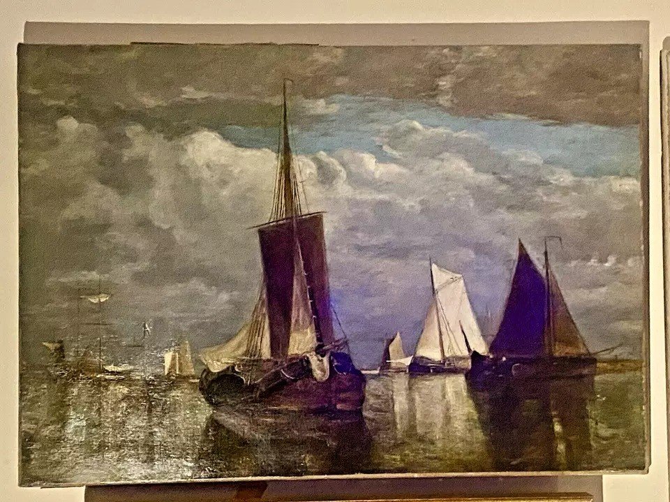Paul Jean Clays (1819-1900) Belge. Grand Tableau Antique Marin à l'Huile Sur Toile-photo-1
