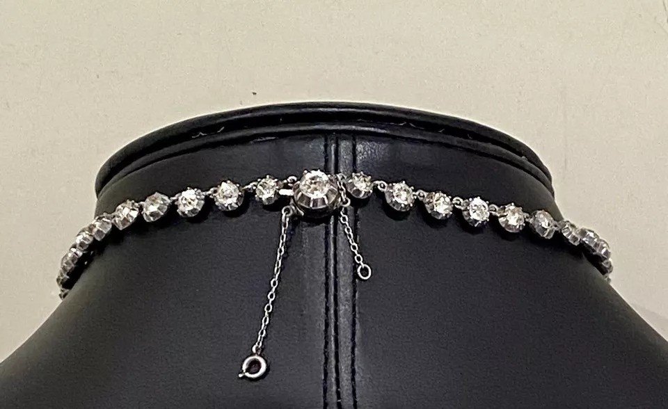 Collier Rivière Antique En Argent Et Pâte, époque Géorgienne, 38 Cm, Un Bel Exemple-photo-1