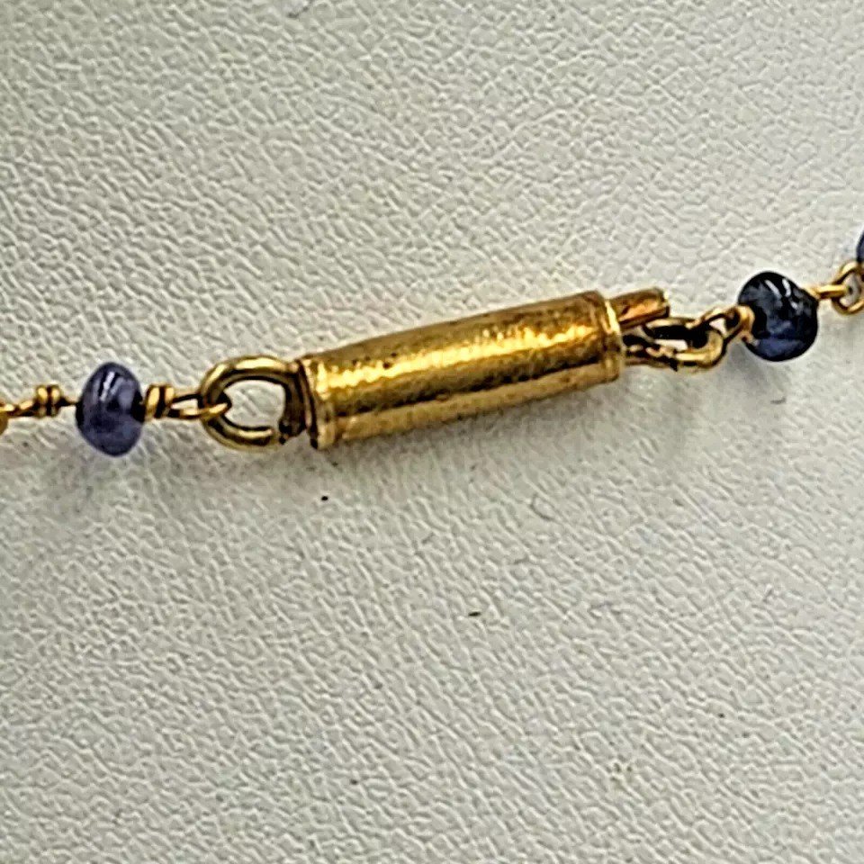 Pendentif Indien Ancien Moghol En Or Et Jade Néphrite Blanc Serti De Gemmes (haldili)-photo-1