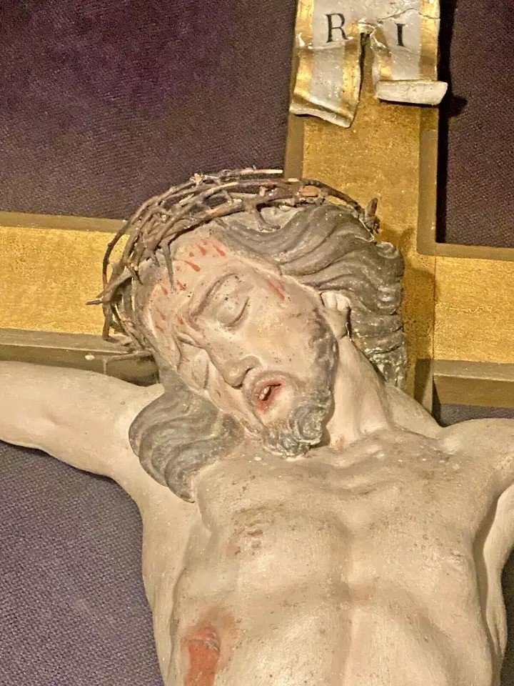 Grande Sculpture Antique Corpus Christi En Bois, Statue De Jésus-christ, XIXe Siècle, 131 Cm-photo-1