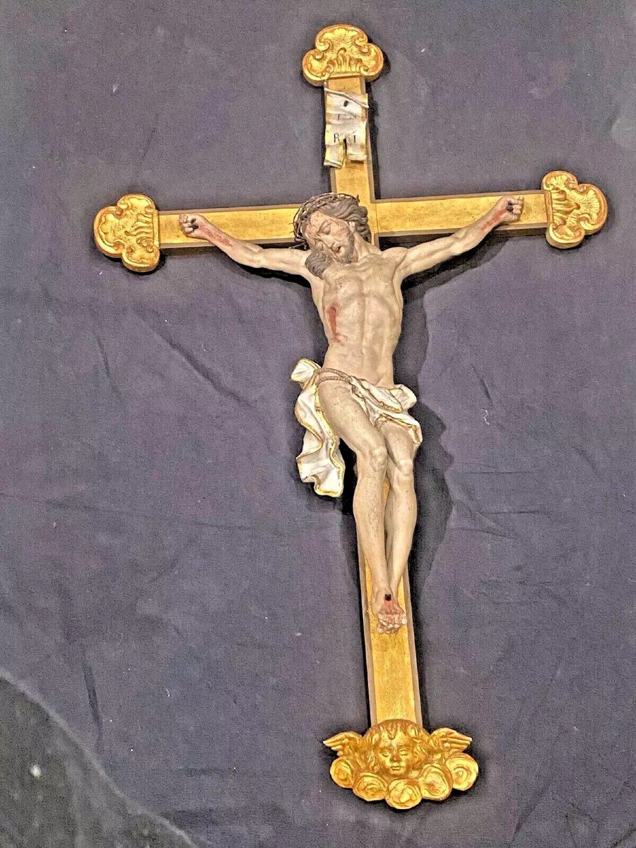 Grande Sculpture Antique Corpus Christi En Bois, Statue De Jésus-christ, XIXe Siècle, 131 Cm