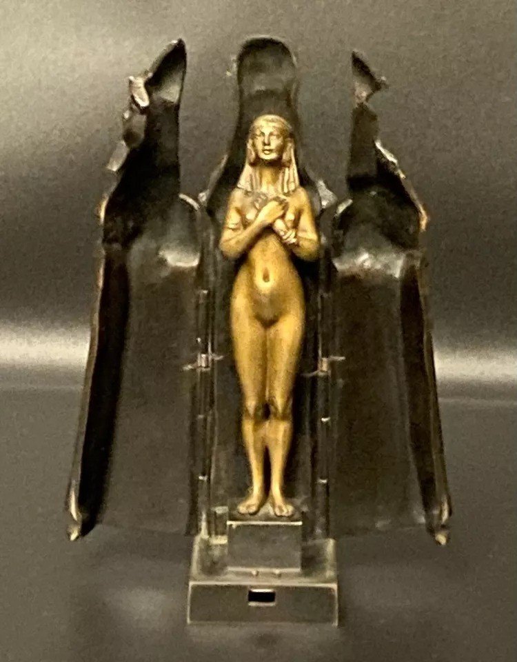 Franz Bergman - Bronze érotique égyptienne, Femme Nue Dans Un Sarcophage, Vienne, Circa 1900-photo-1