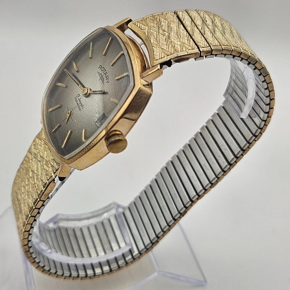 A Rotary Incabloc Gent's Wristwatch, With Rectangular Watch Head, On Grey/brown-photo-5