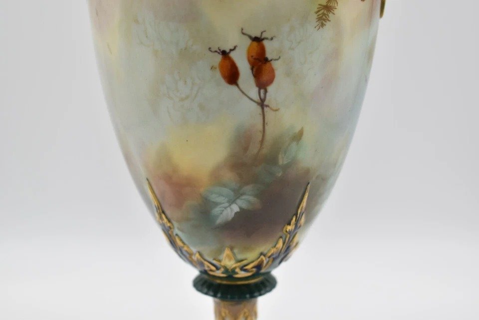 Vase Cabinet Royal Worcester 1907 Paon, Peint Par C.v. White Et A.c. (arthur) Lewis-photo-2