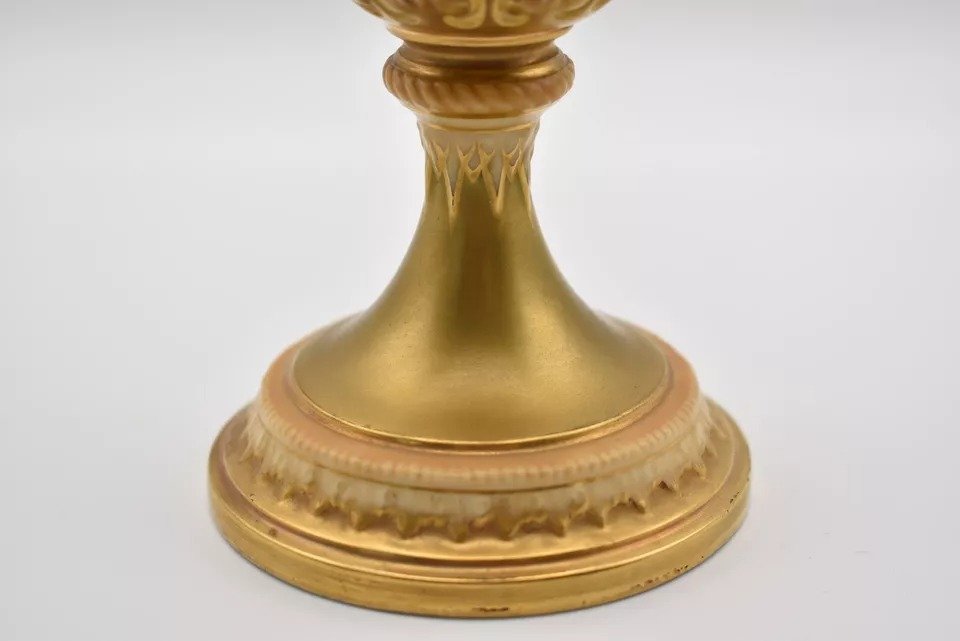 1912 Royal Worcester Peacock Pedestal Vase And Cover By Walter Sedgley-photo-5