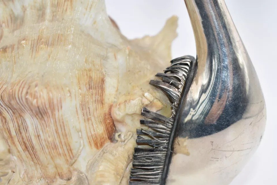 Une Sculpture Vintage De Calderoni Gioielli. Cygne En Coquillage En Argent 800-photo-6