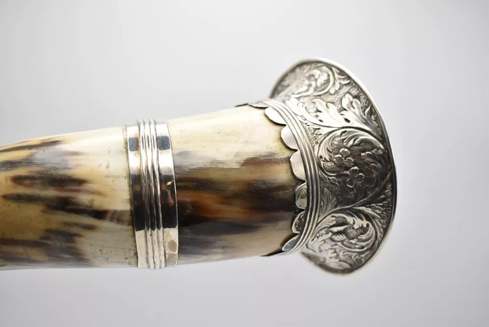 John Meek Cor De Chasse En Argent Victorien De 1847 Avec Poinçon Et Détails-photo-3