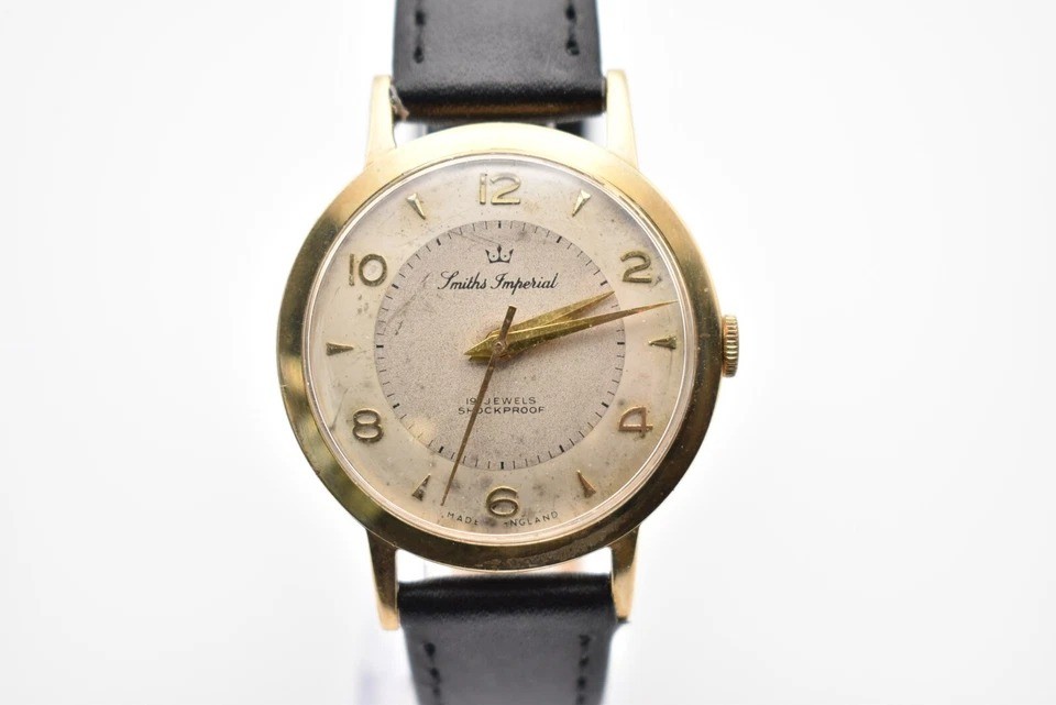Smiths Imperial 9ct Gold Tw Tone Dial 19 Jewels Men's Wrist Watch-photo-5