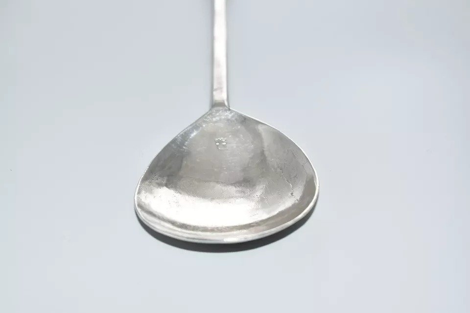 Cuillère Antique à Sceau En Argent Massif De 1630, Poinçonnée 'ig'.-photo-4