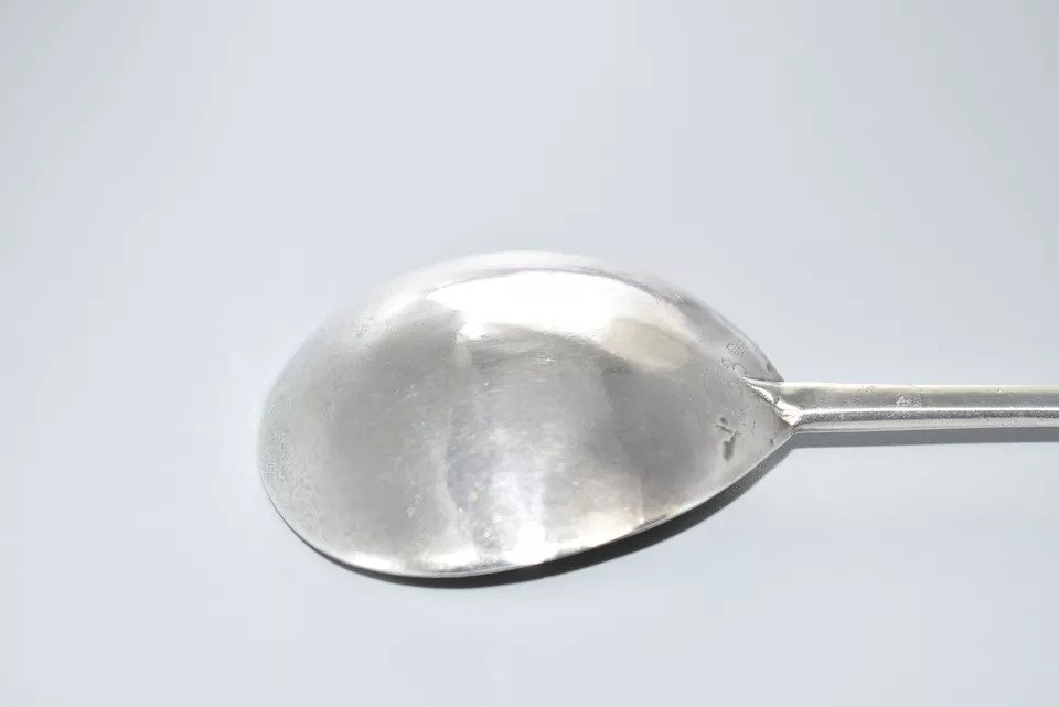 Cuillère Antique à Sceau En Argent Massif De 1630, Poinçonnée 'ig'.-photo-5