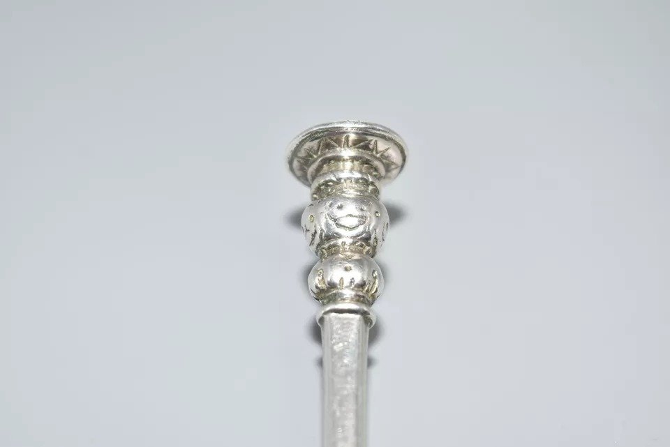 Cuillère Antique à Sceau En Argent Massif De 1630, Poinçonnée 'ig'.-photo-8