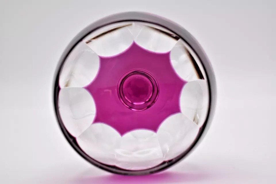 8 Val Saint Lambert Purple Petal Shaped Cut Glass Crystal Hock Wine Glasses-photo-2