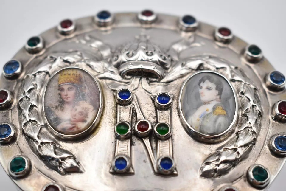 Circa 1800 Georgian Silver Box In Tribute To Young Napoleon, Josephine & Child-photo-2