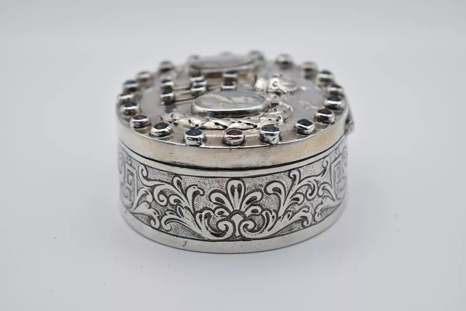 Circa 1800 Georgian Silver Box In Tribute To Young Napoleon, Josephine & Child-photo-3