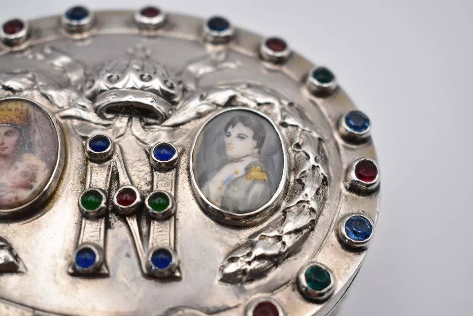 Circa 1800 Georgian Silver Box In Tribute To Young Napoleon, Josephine & Child-photo-8