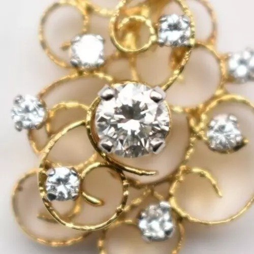 Pendentif Vintage Or 18ct, Diamant Taille Brillant, Forme Goutte Fantaisie.-photo-4