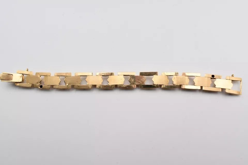 An Antique Art Deco Period Articulated Tank Bracelet, France, C.1930's-photo-3
