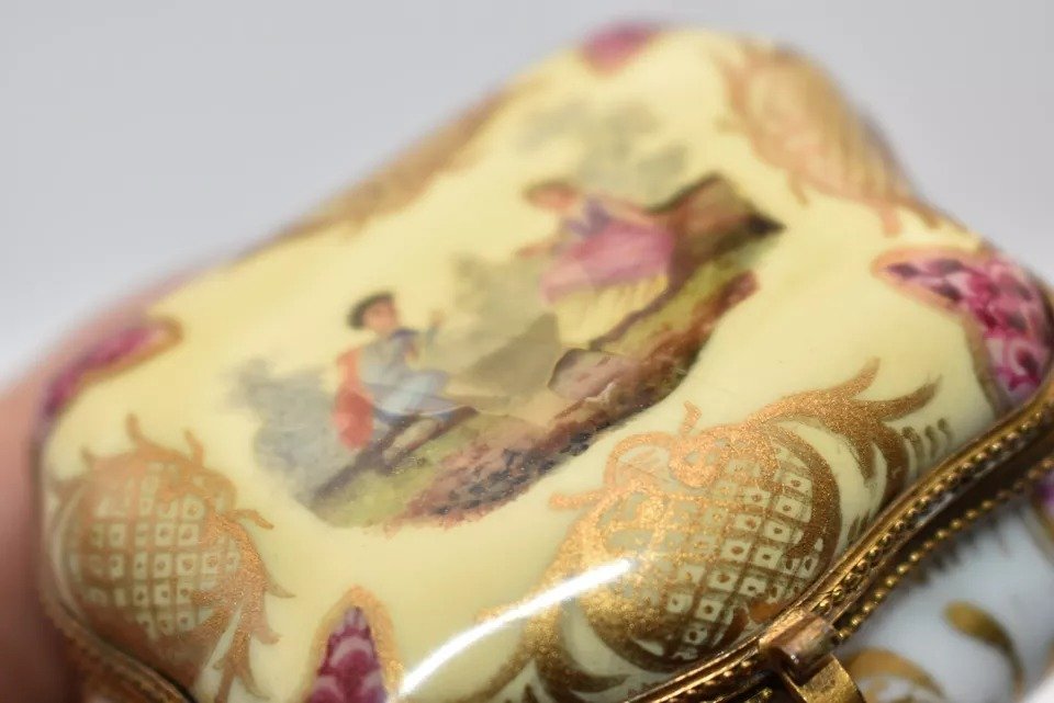 1732 – 1773 Antique Meissen Hand Painted Trinket Jewellery Box-photo-1
