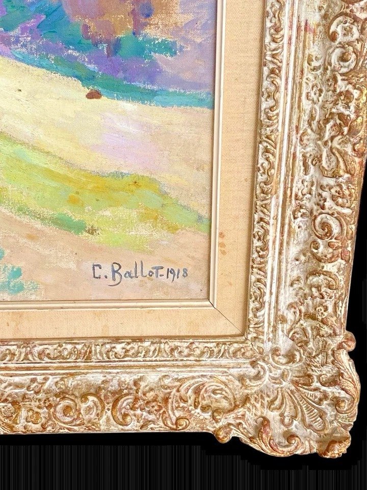 Clementine Ballot (1879-1964) Autumn In Pont Charraud Signed Dated 1918-photo-3