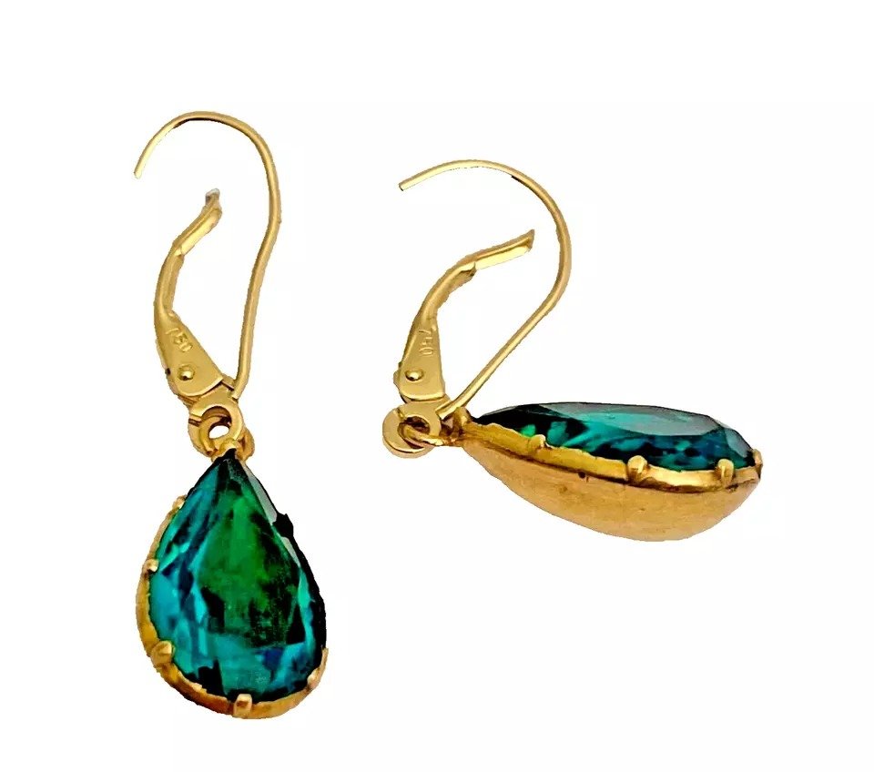 Georgian 15ct Rose Gold Green Paste Rivière Necklace Pendant Earring Set 1700's-photo-5