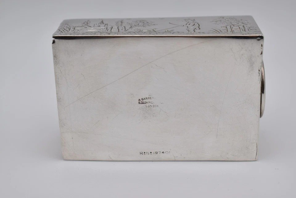 1892 Victorian Solid Silver Andrew Barrett & Sons Novelty Pig Match Box Cover-photo-2