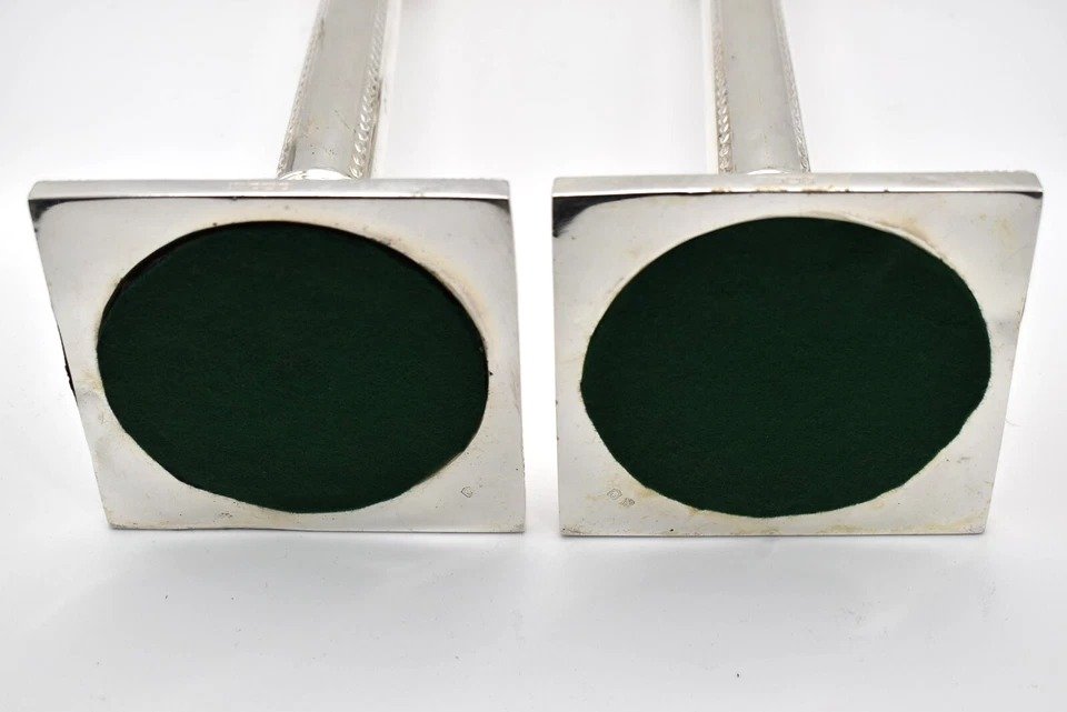 Pair Of Silver Hallmarked Candlesticks 1918 Sheffield Thomas Bradbury & Sons Ltd-photo-7