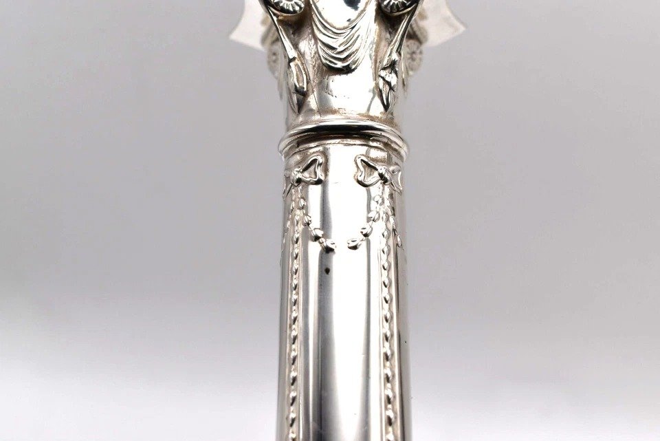 Pair Of Silver Hallmarked Candlesticks 1918 Sheffield Thomas Bradbury & Sons Ltd-photo-8