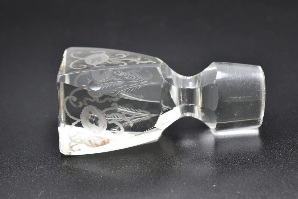 Carafe En Verre Cristal Antique Orfèvrerie Produx Saint Hilaire Avec Collerette En Argent 950-photo-2