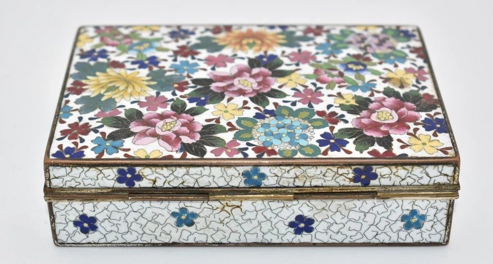 Boîte à Bijoux/bibelots En émail Cloisonné "shippo" Au Design Floral Japonais-photo-5