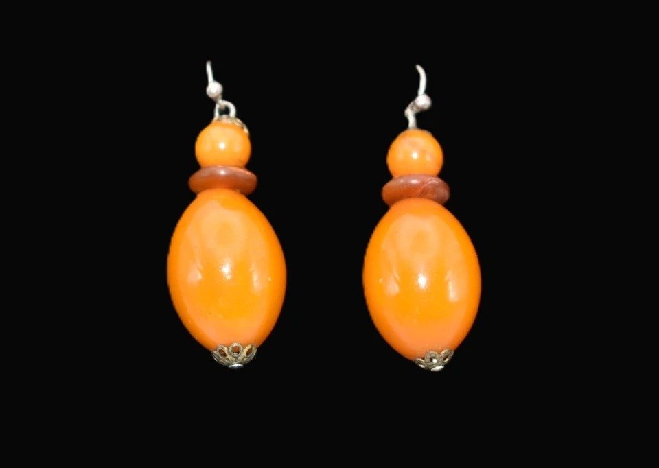 Collier En Ambre Butterscotch œuf Naturel Avec Boucles d'Oreilles 44,2g 27,5"-photo-2