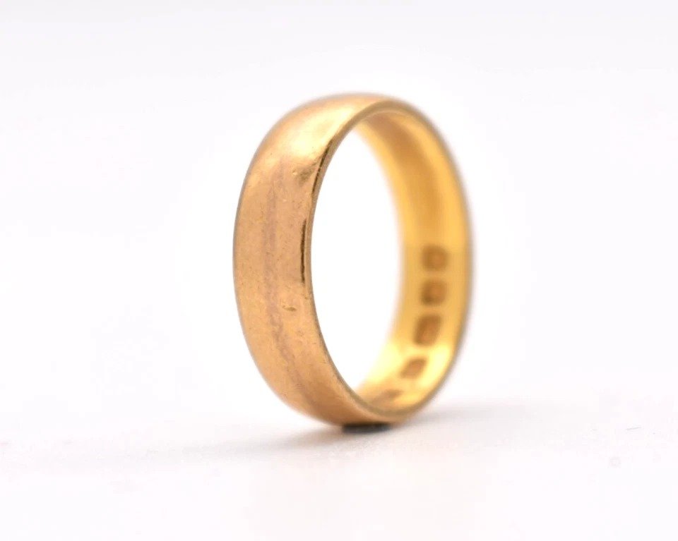 Vintage Heavy Hallmarked 1962 22ct Rose Gold Wedding Band Size: M 5.5g-photo-6