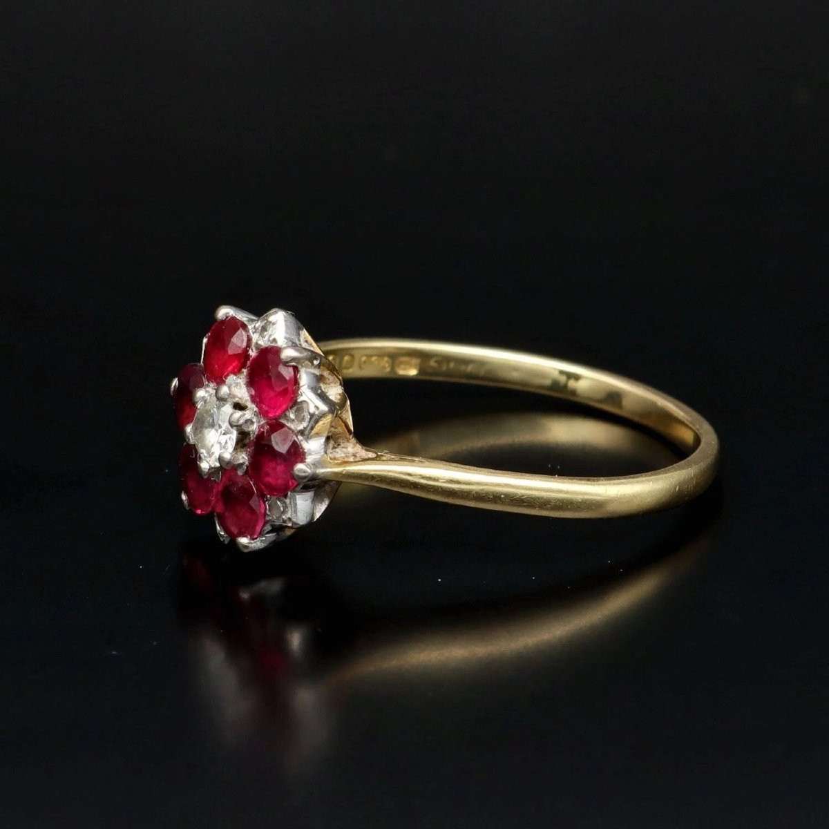 bague vintage en or blanc 18 carats avec rubis et diamants-photo-3