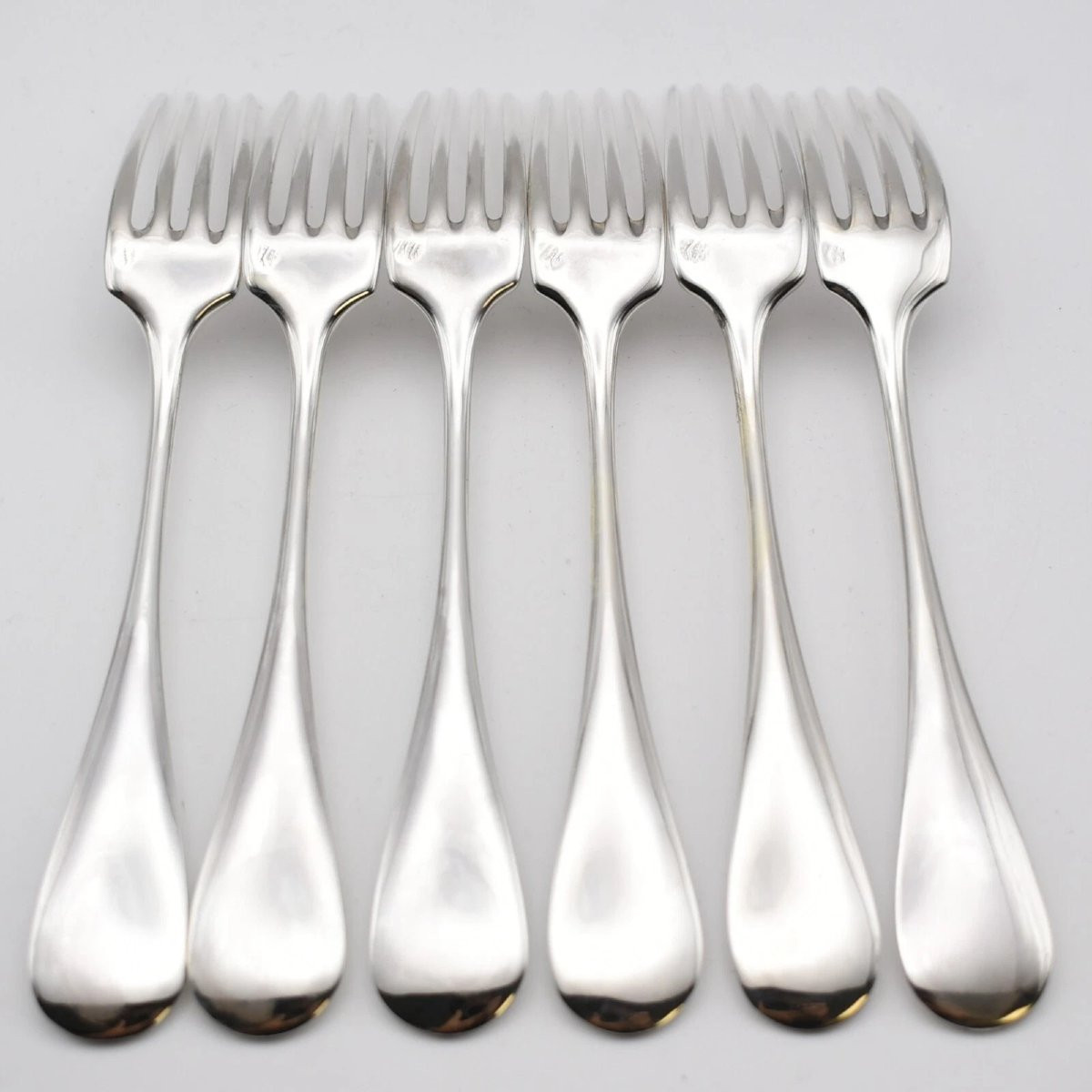 Ménagère ancienne en argent français du XIXe siècle – 6 cuillères et 6 fourchettes – 825 g-photo-3