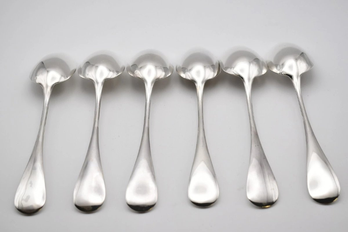Ménagère ancienne en argent français du XIXe siècle – 6 cuillères et 6 fourchettes – 825 g-photo-7