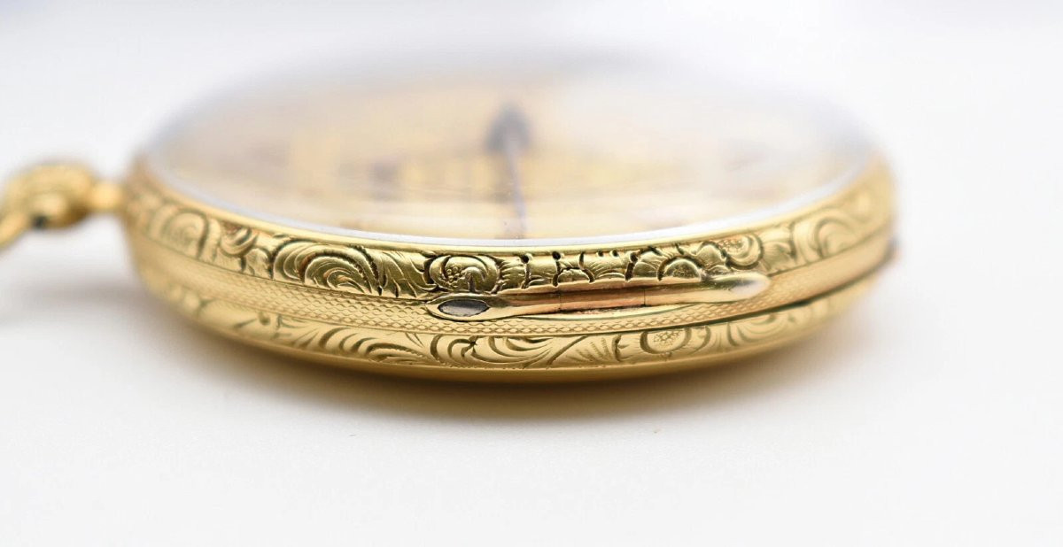 Large Antique Ornate 18ct Gold Fusee Pocket Watch F. E. Massey London 47mm-photo-6