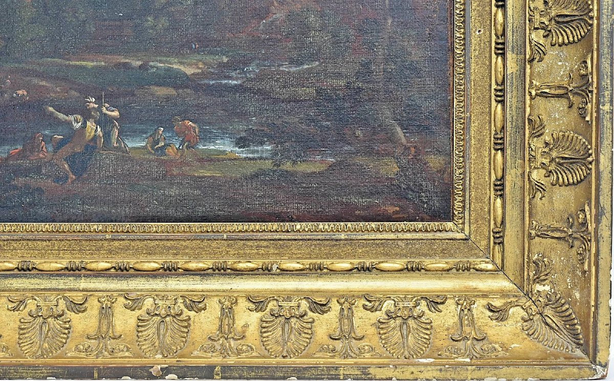 Francesco Zuccarelli Antique Ca 1720 Classical Landscape Painting Original Frame-photo-4