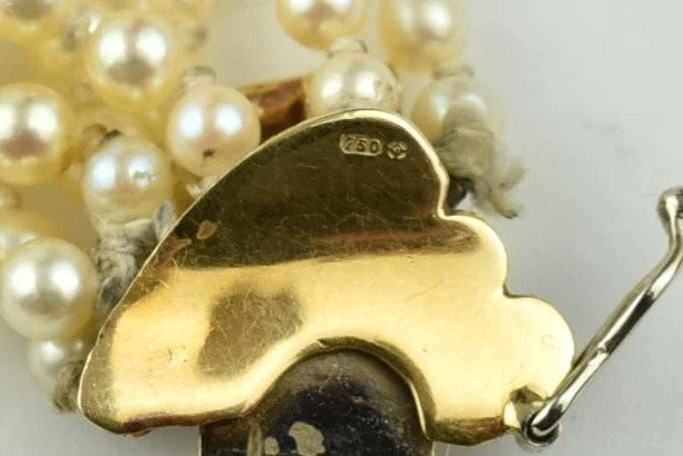 Chaumet, collier ras-du-cou diamants & perles, camée onyx noir tête de cheval, halo diamants-photo-6